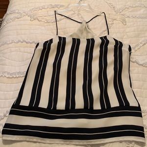 Black and white striped spaghetti strap tank top